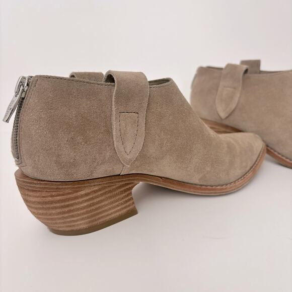 Sigerson Morrison Taupe Suede Leather Pointed Toe ankle Block Heel Boots Sz 7.5 - Picture 6 of 10